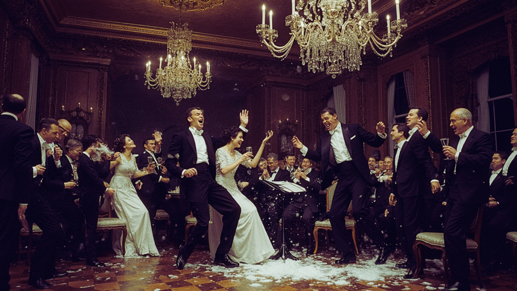 Unwissend tanzen die Reisenden auf der Titanic bis sie untergeht.